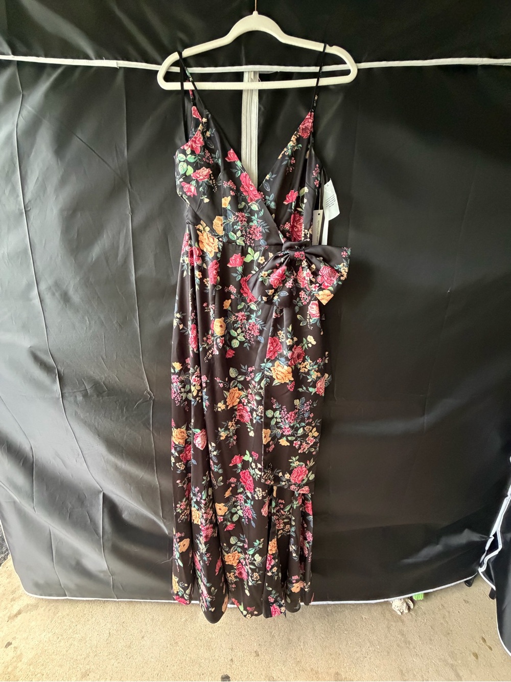 Lovers and Friends Black Floral Bow Maxi Dress Small NWT